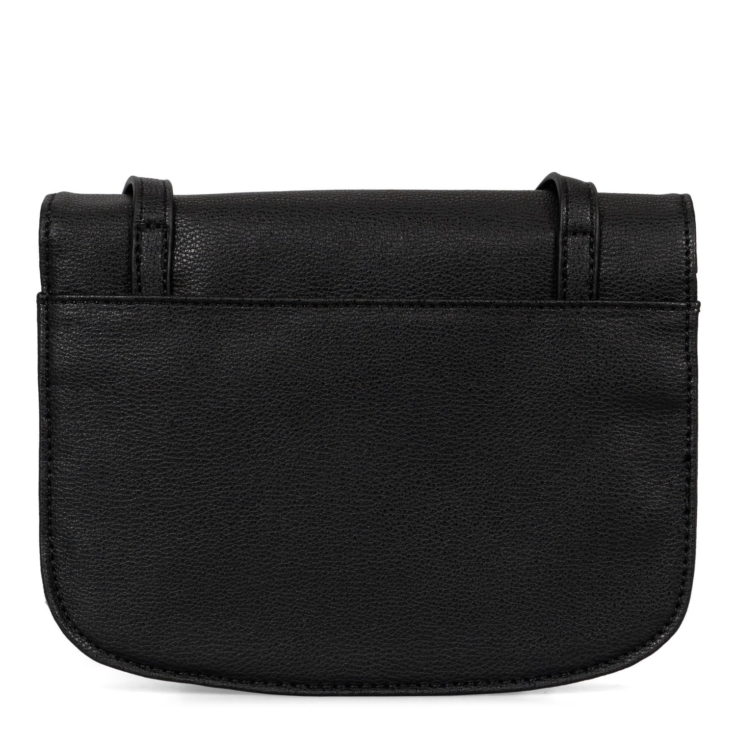 Backside of a black crossbody bag for women called Organizers on a white background, showcasing its interior and smooth texture - bentley