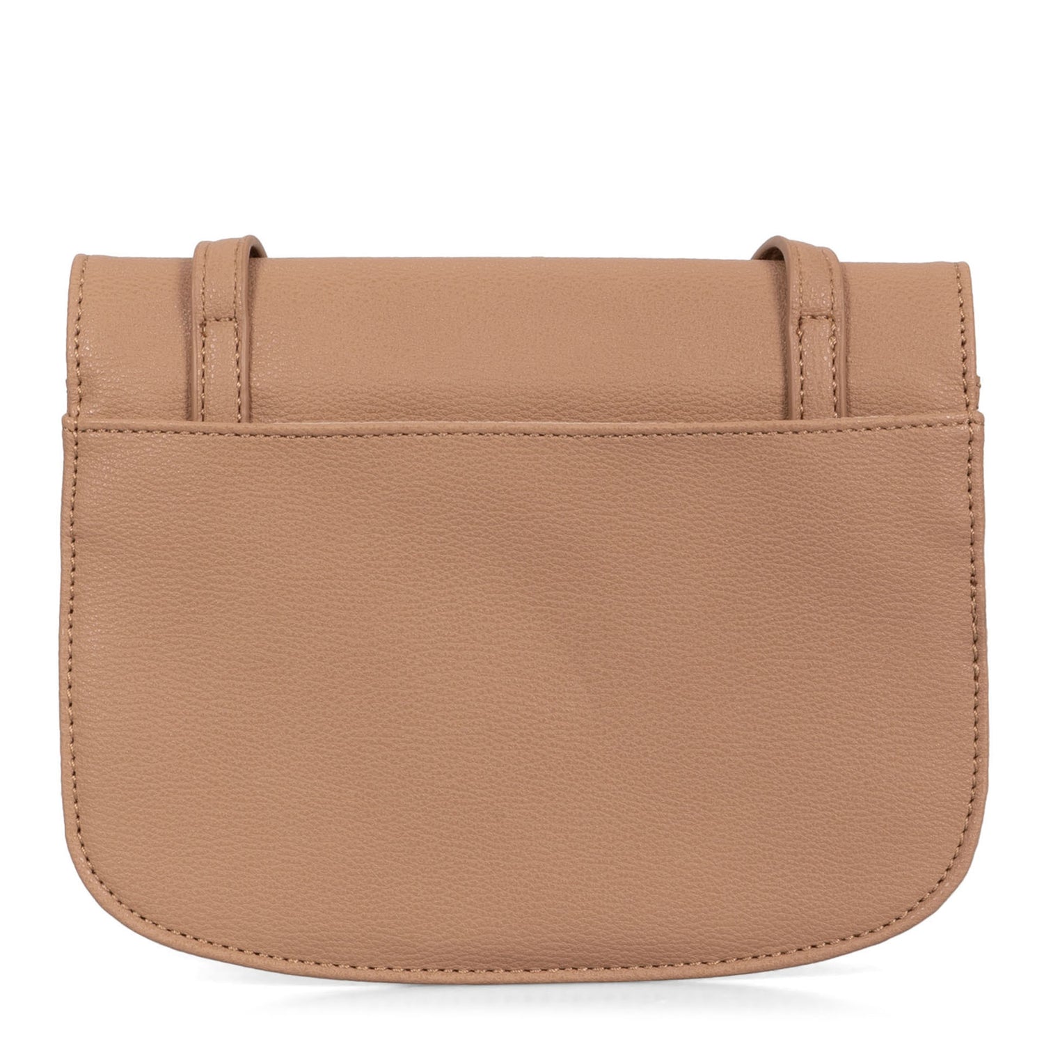 Backside of a beige crossbody bag for women called Organizers on a white background, showcasing its interior and smooth texture - bentley