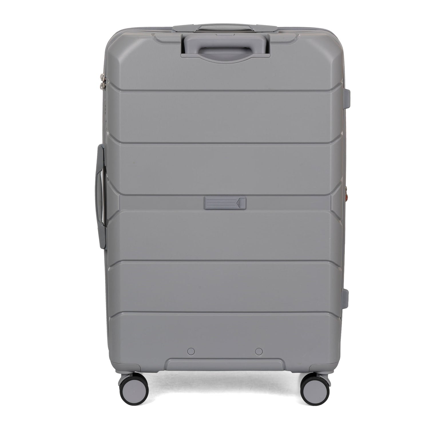 Back side view of a balck hard side luggage called Altitude designed by Air Canada sold at Bentley, showcasing its resistant shell texture