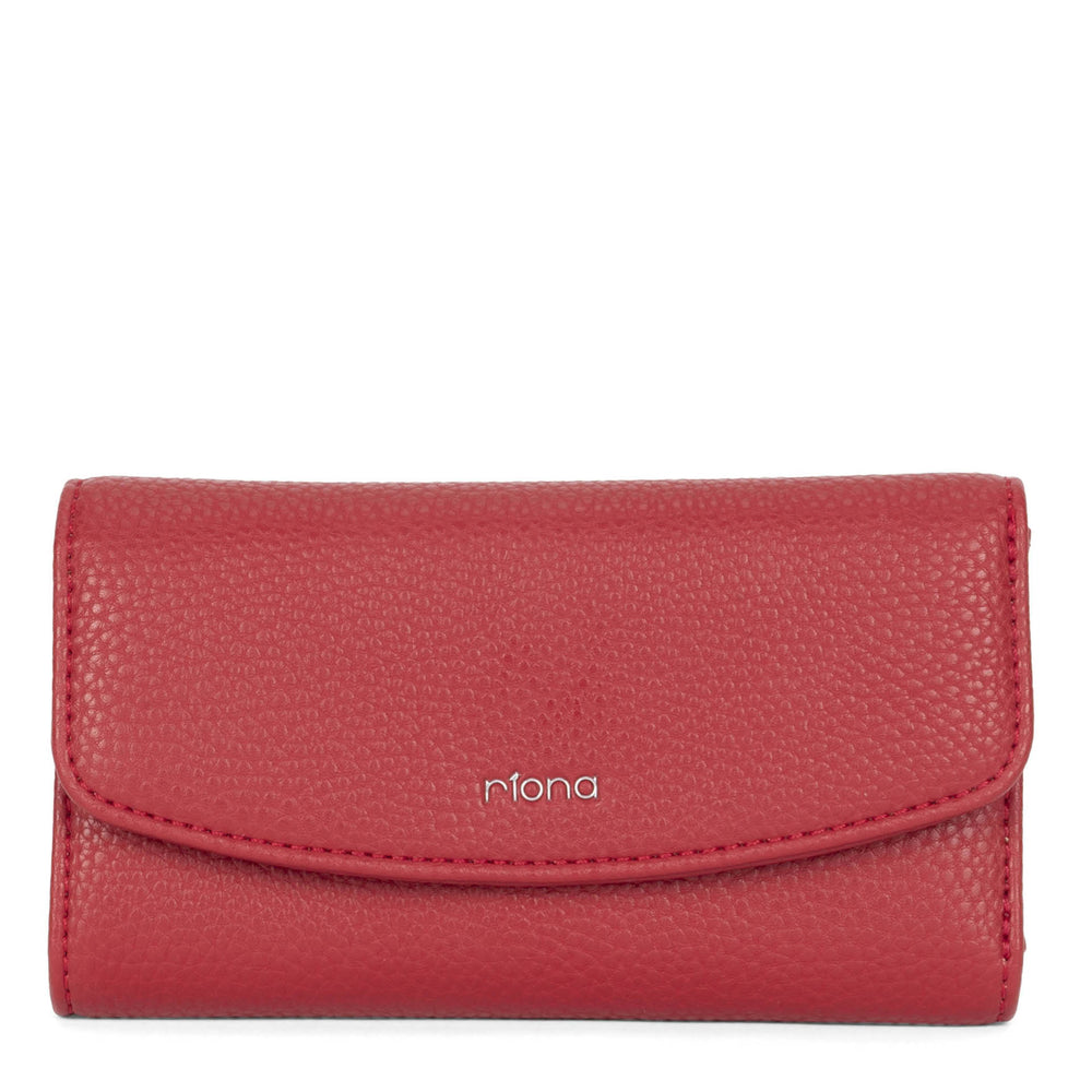 Portefeuille à rabat RFID Riona Lucy Pebbled 2.0 Noir et rouge
