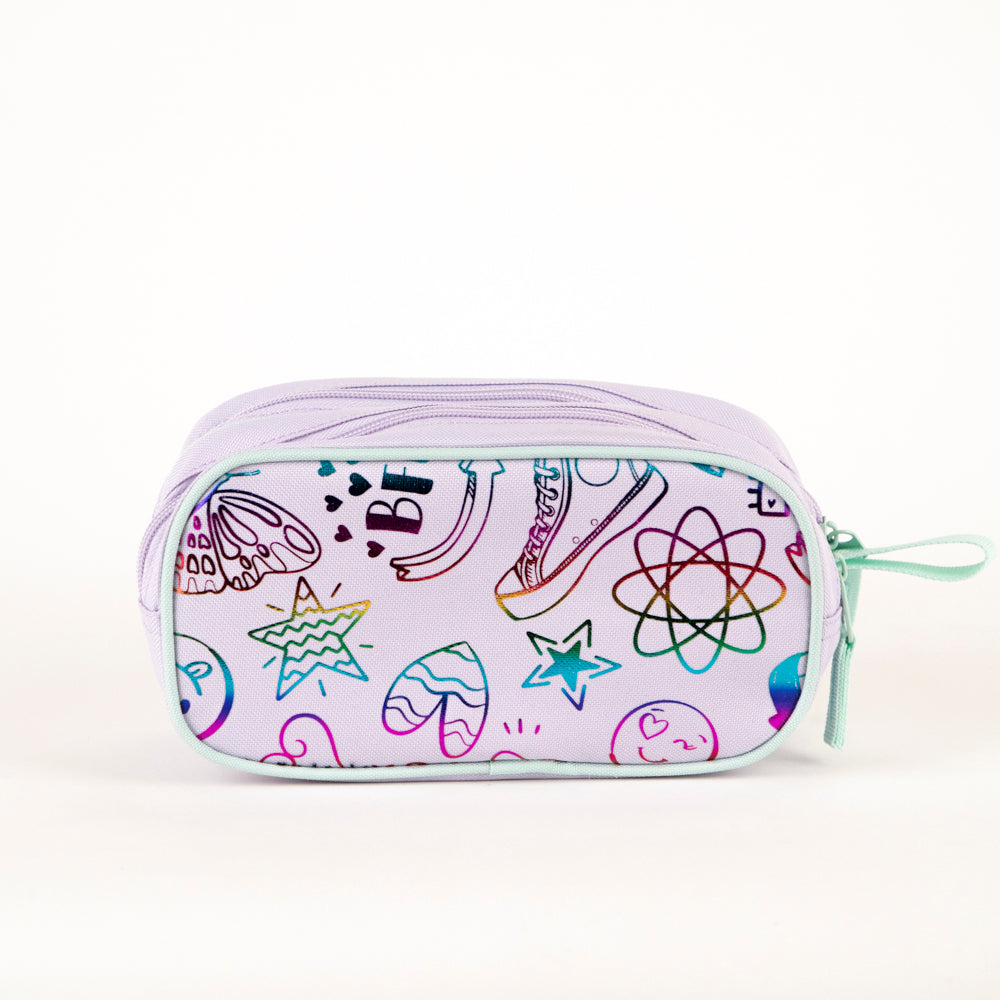 Trousse à crayons violette à motif Doodle Tracker