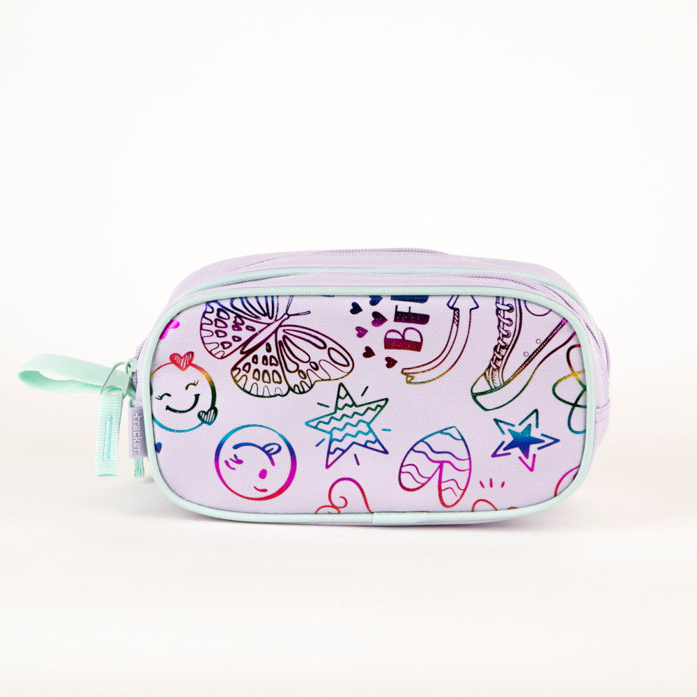 Trousse à crayons violette à motif Doodle Tracker