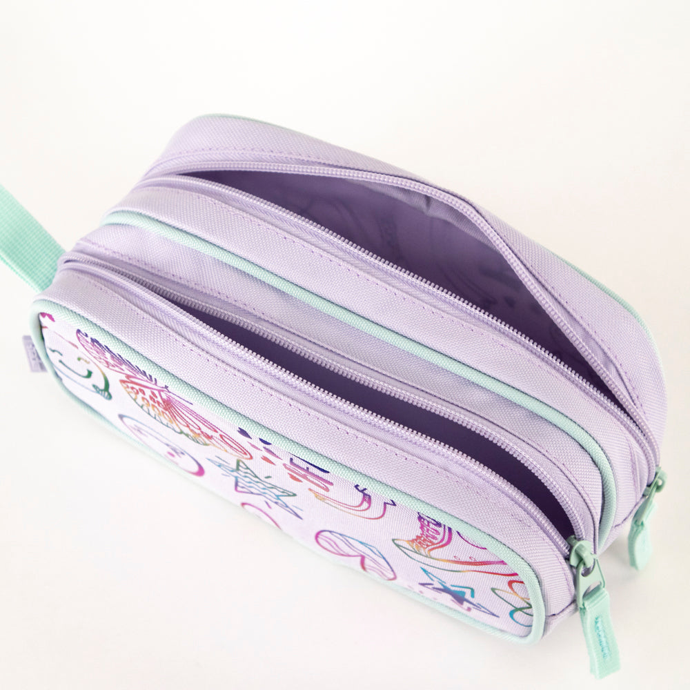 Trousse à crayons violette à motif Doodle Tracker