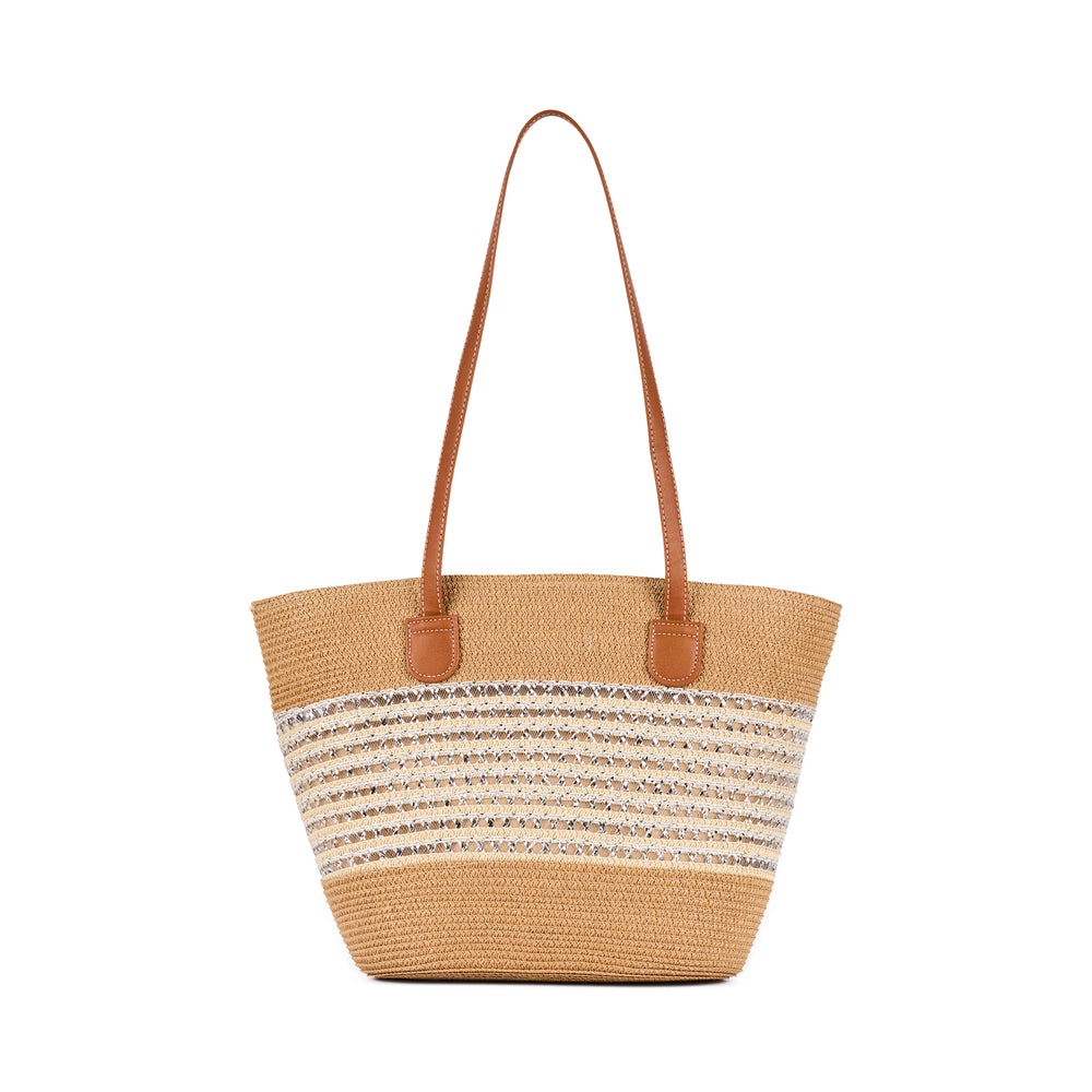 Sac fourre-tout en paille rayé Bentley Nomad