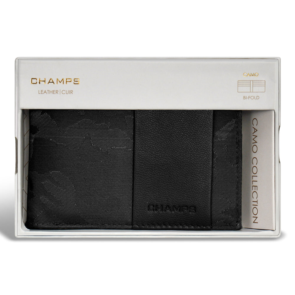 Portefeuille à deux volets en cuir et camouflage