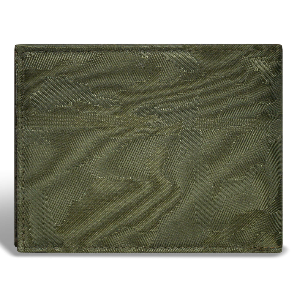 Portefeuille à deux volets en cuir et camouflage