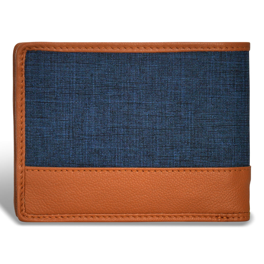 Portefeuille à deux volets en denim et cuir