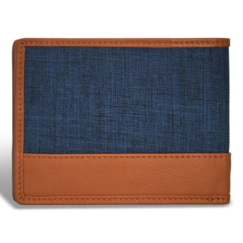 Portefeuille à rabat en denim et cuir