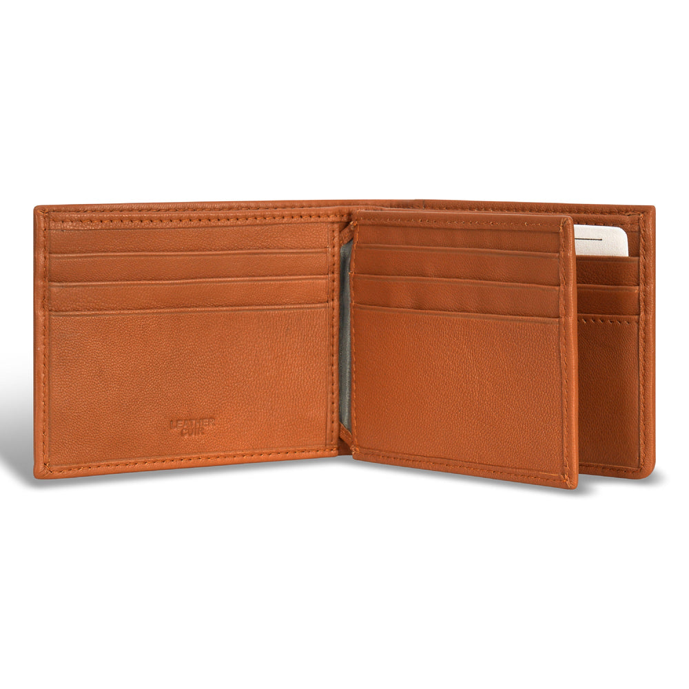 Portefeuille zippé en denim/cuir