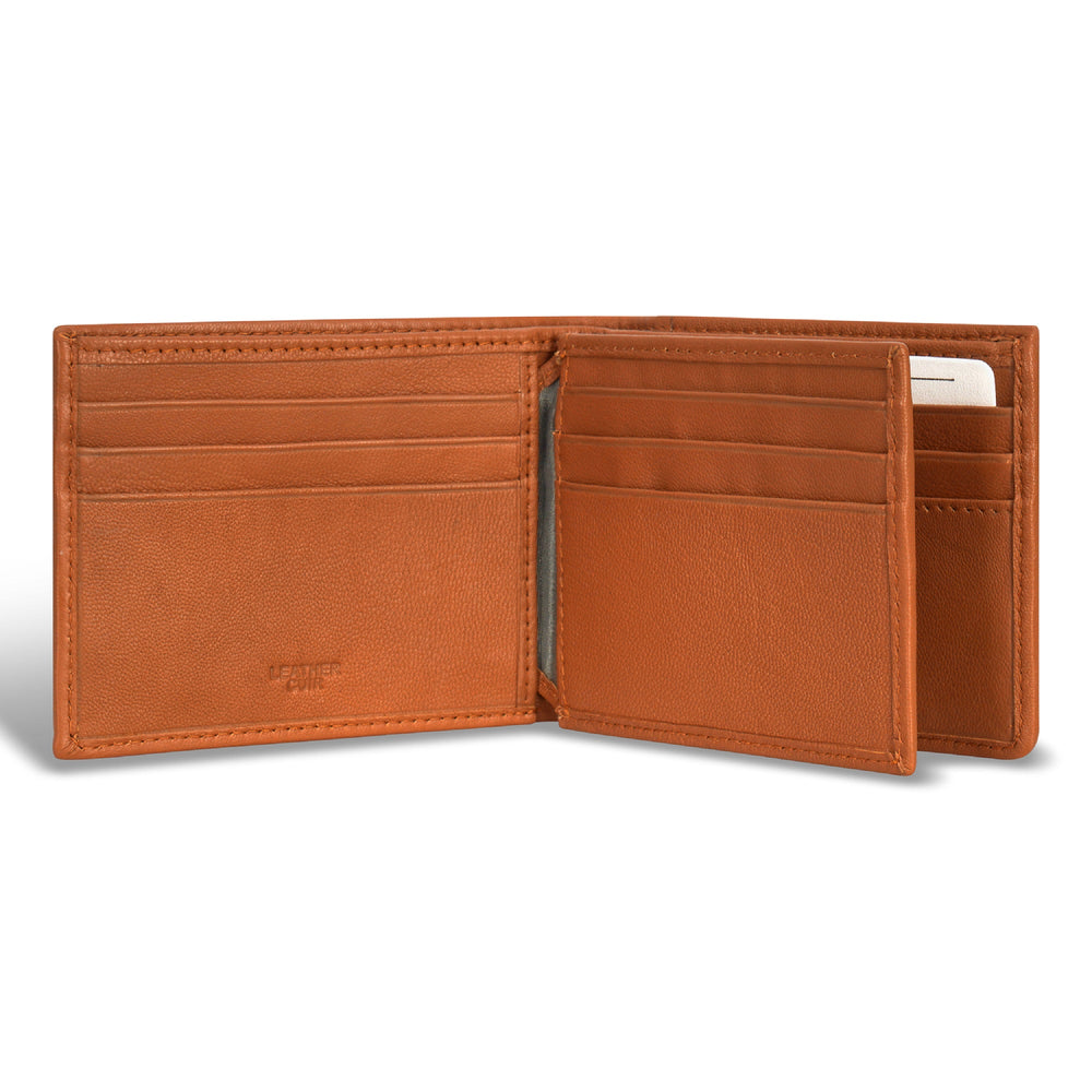Portefeuille zippé en denim/cuir