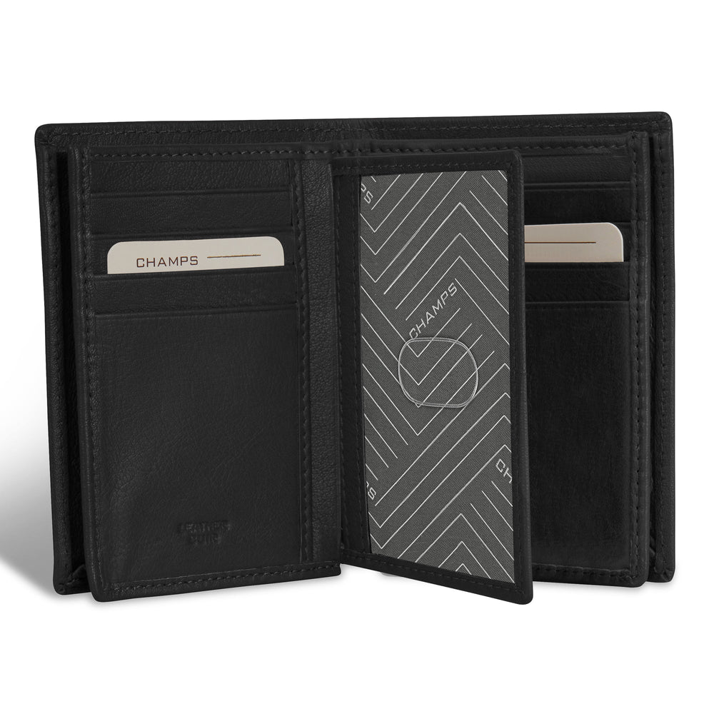 Portefeuille vertical en onyx/cuir