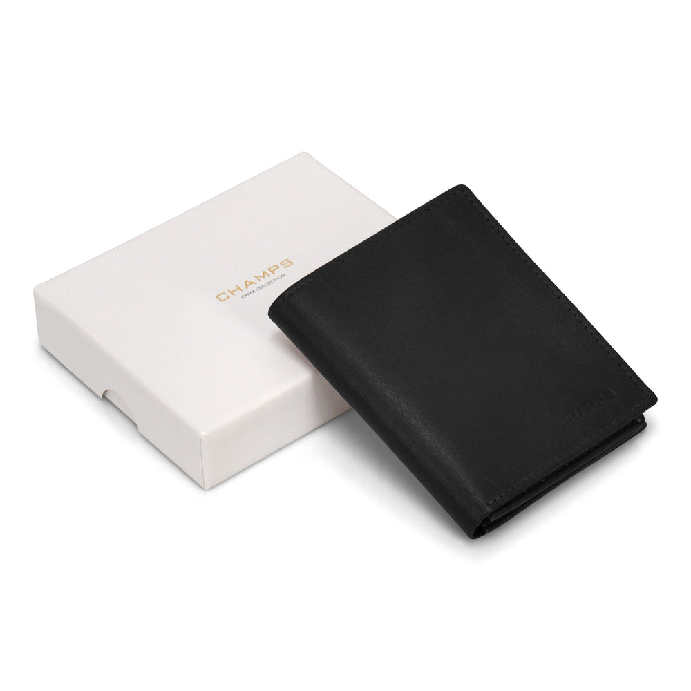 Portefeuille vertical en onyx/cuir