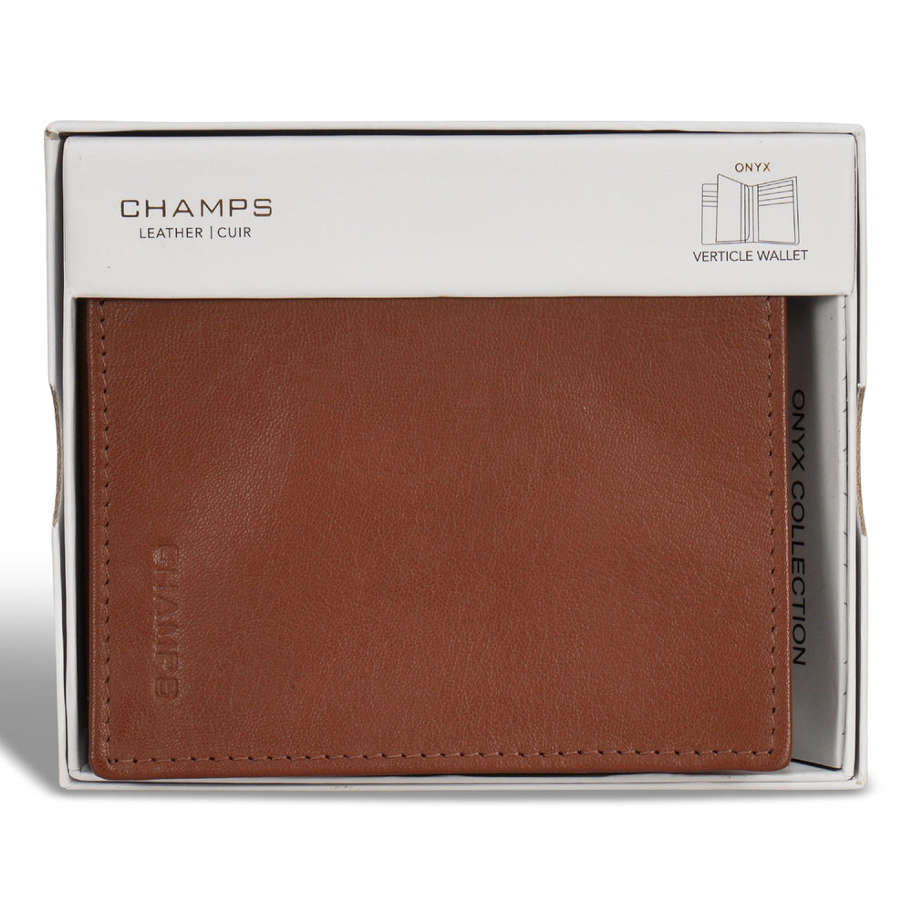 Portefeuille vertical en onyx/cuir