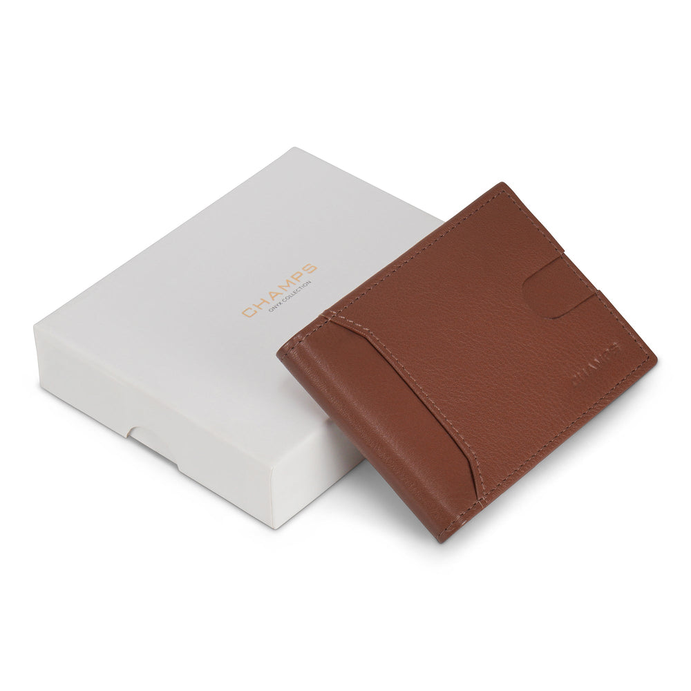 Portefeuille à clip à deux volets en cuir et onyx