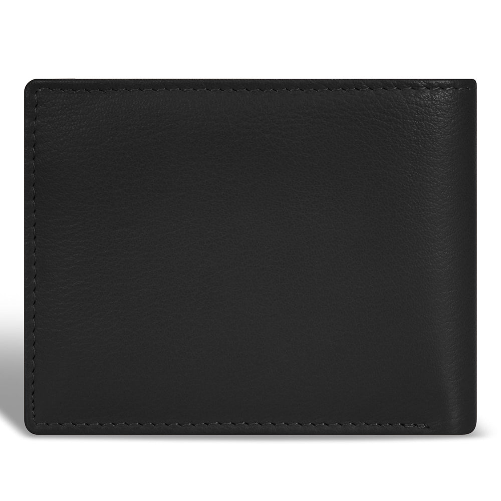 Portefeuille à deux volets zippé en cuir et onyx
