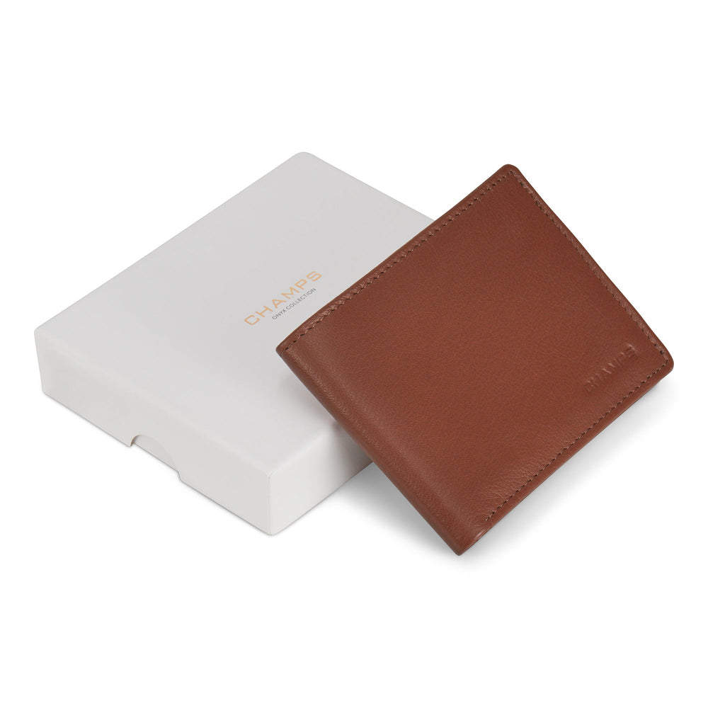 Portefeuille à deux volets zippé en cuir et onyx