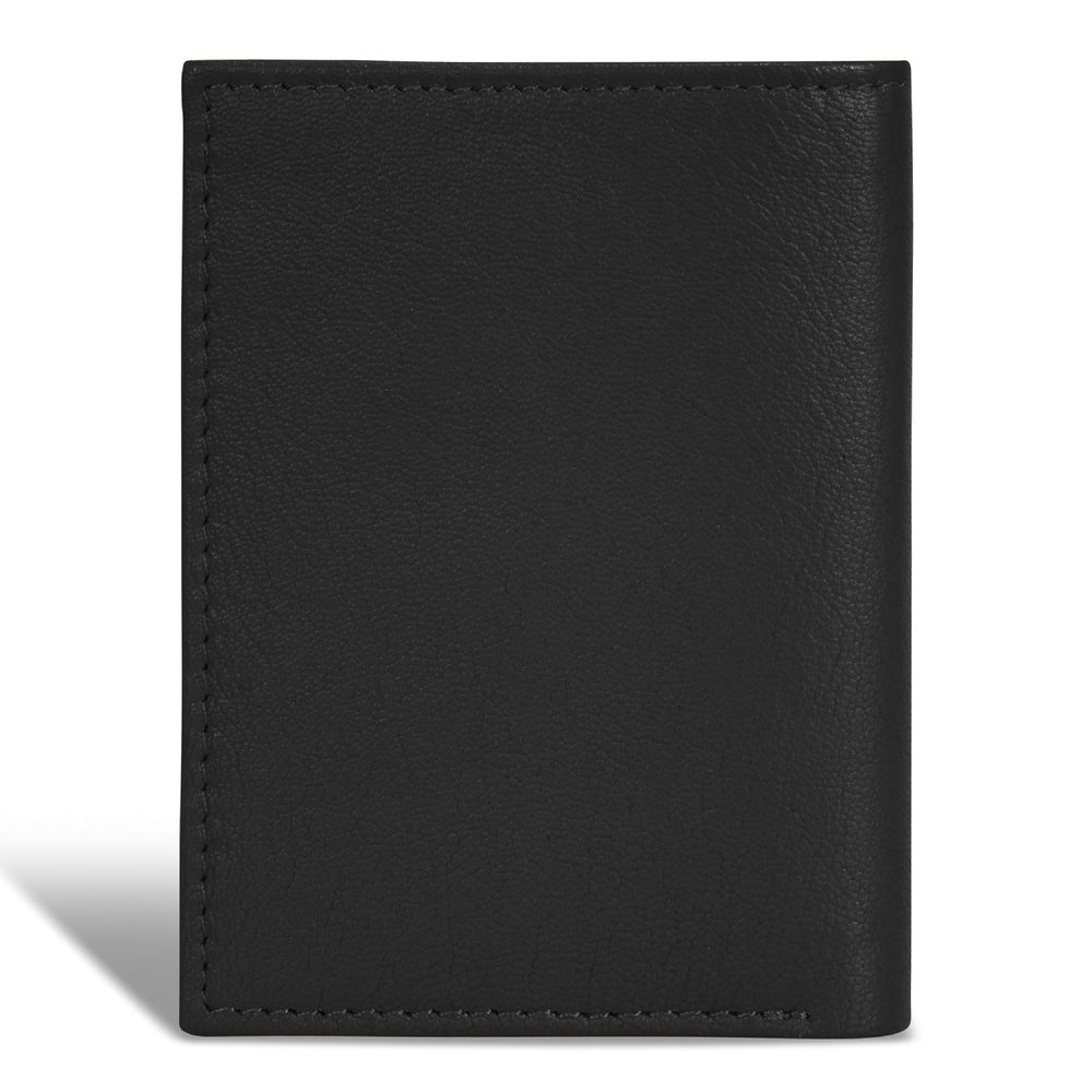 Portefeuille mince vertical en cuir et onyx