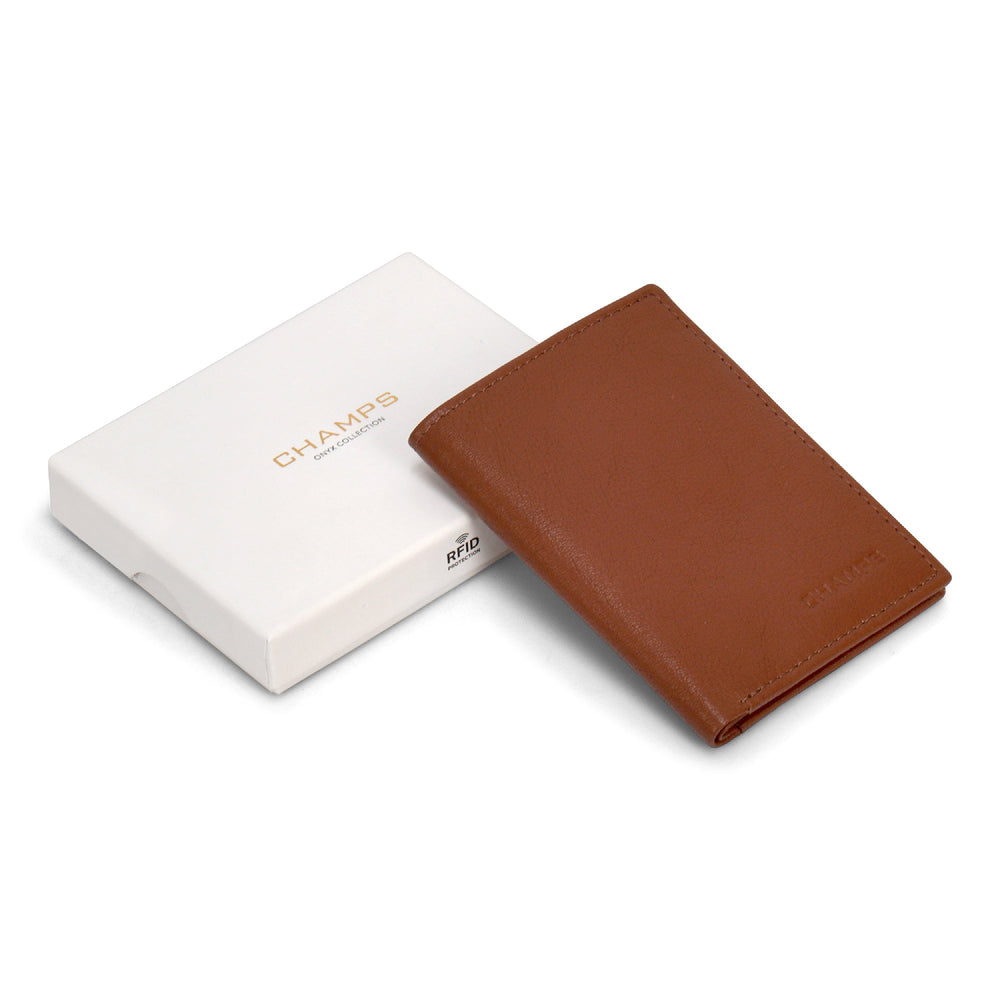 Portefeuille mince vertical en cuir et onyx