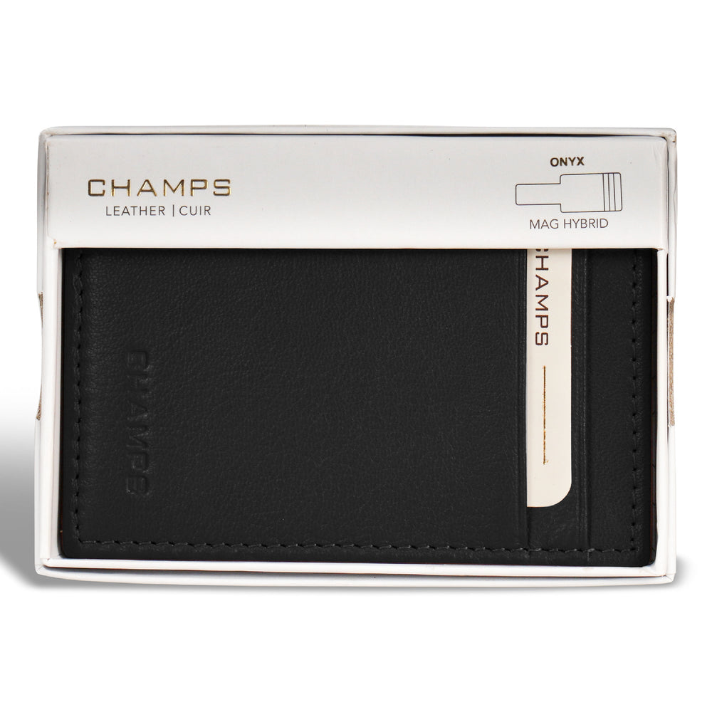 Porte-cartes hybride en cuir et onyx