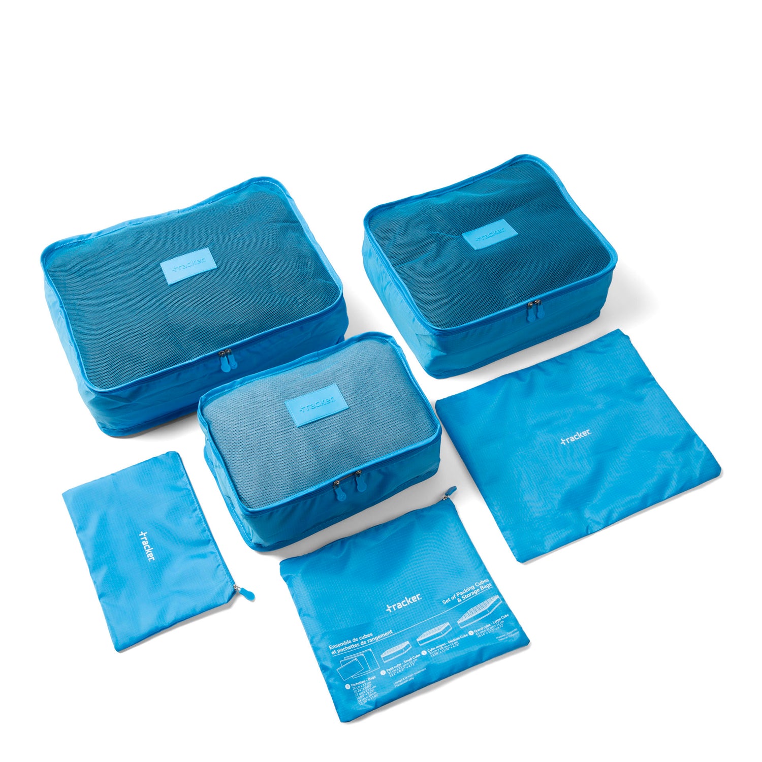 Blue 3 Packing Cubes and 3 Storage Bags - Bentley